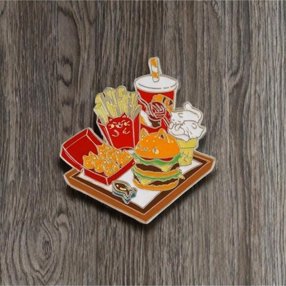 Other - Pin - Cute Kitty Fast Foodie Cat Take Out 1.8”